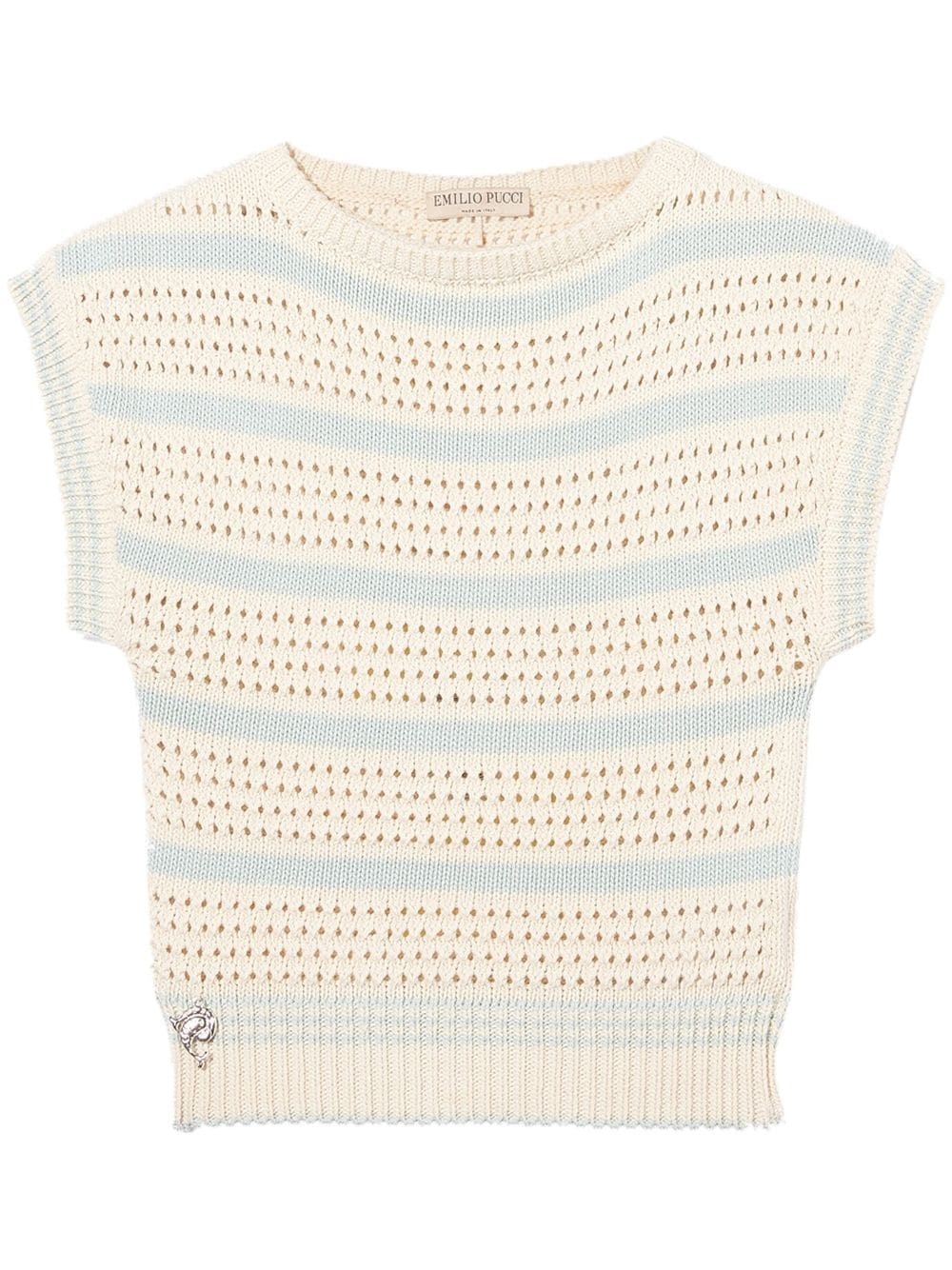 striped pointelle-knit top - 1