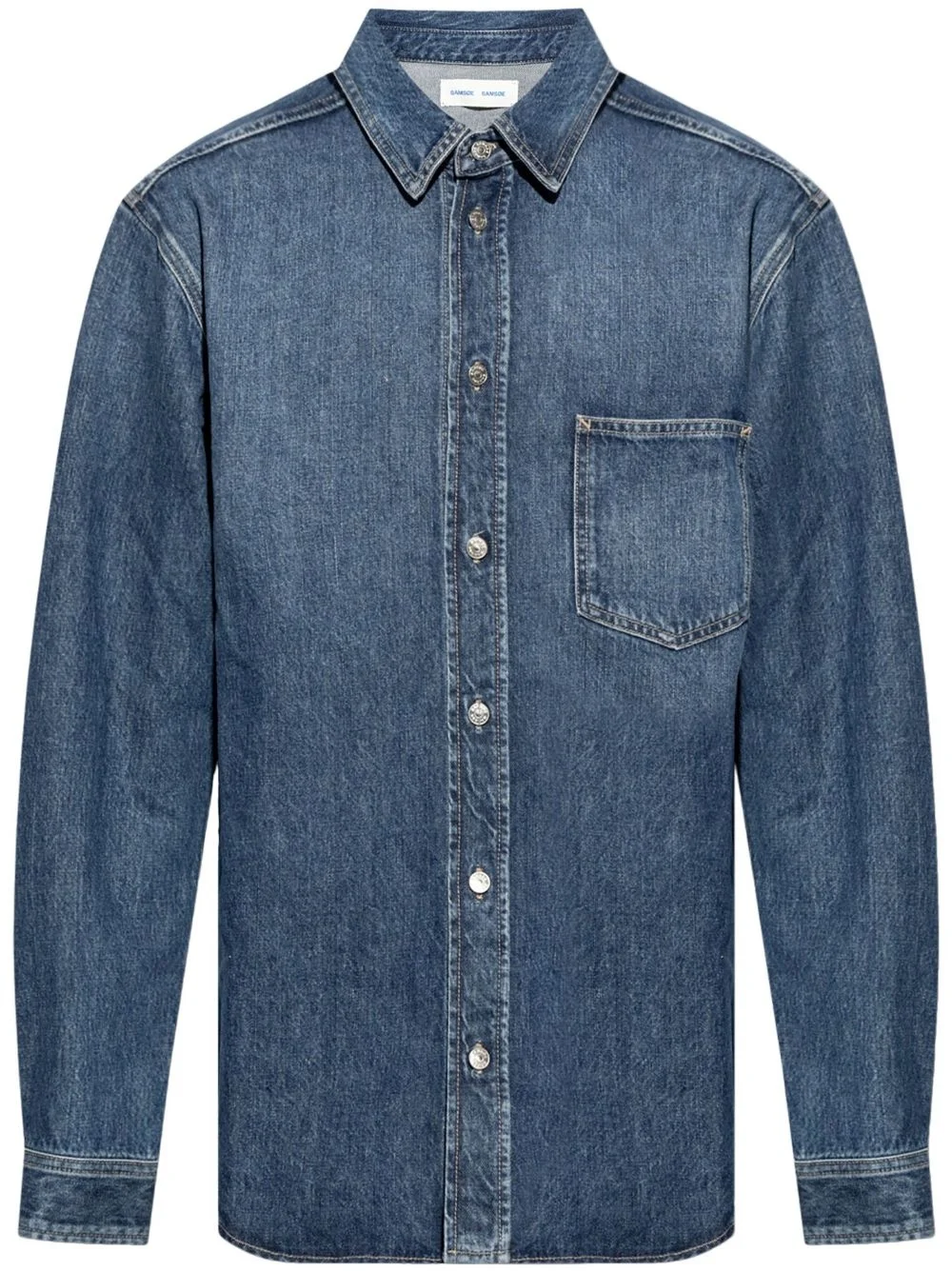 long-sleeve organic cotton denim shirt - 1
