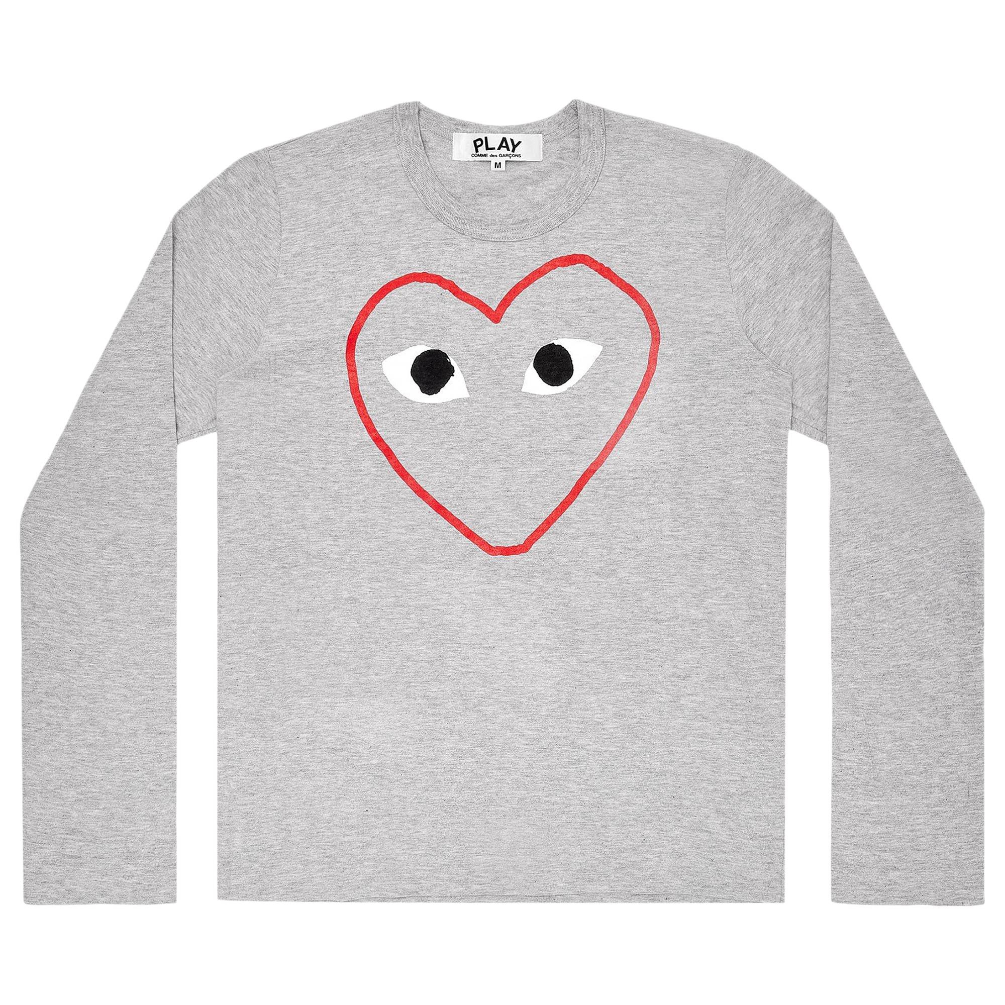 Comme des Garçons PLAY Grey Heart Logo Long-Sleeve Tee 'Grey' - 1