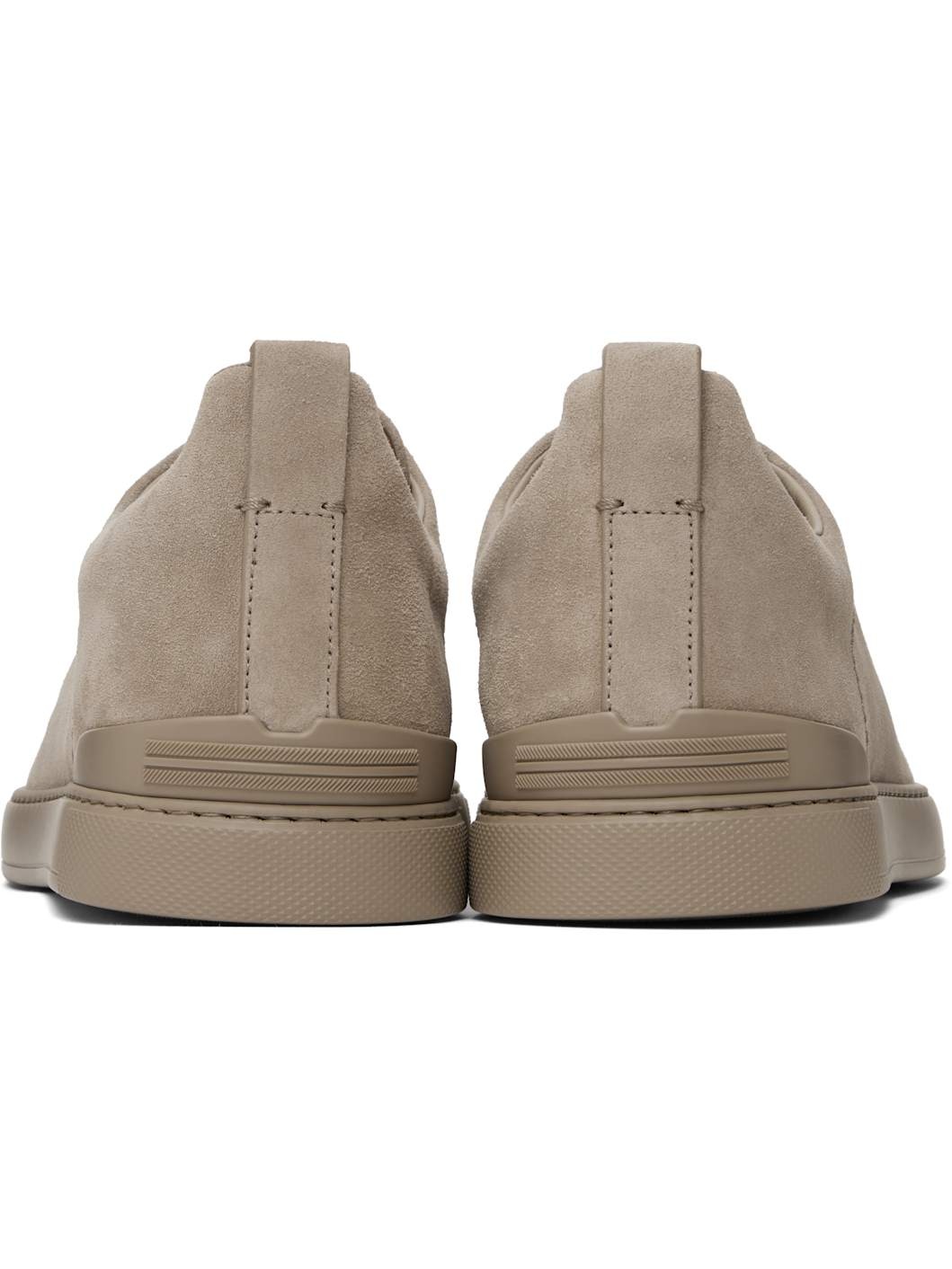 Taupe Suede Triple Stitch Sneakers - 2