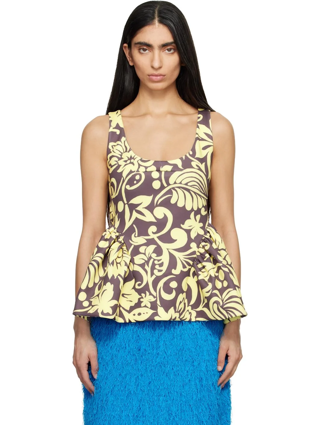 Taupe & Yellow Open Blouse - 1