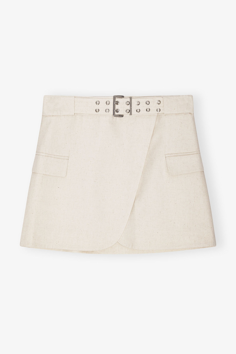 OFF-WHITE COTTON MELANGE TAILORING MINI SKIRT - 1