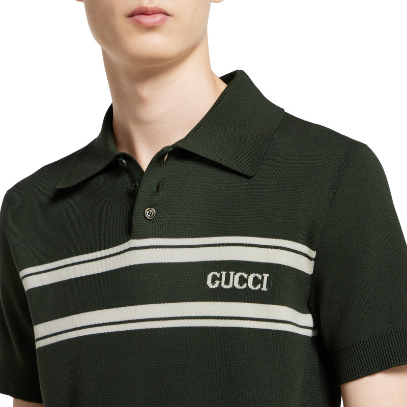 Silk cotton polo shirt with intarsia 5