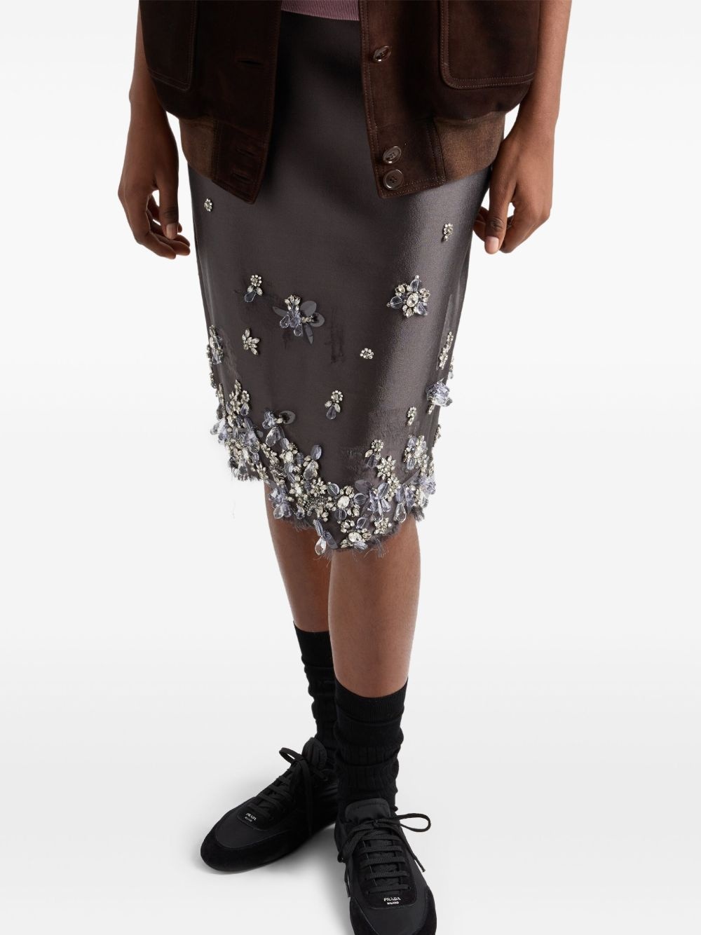 embroidered midi skirt - 4