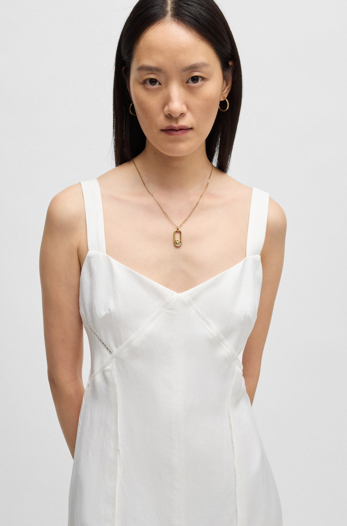 SUMMERY DRESS WITH WIDE STRAPS AND SEAMING DETAIL - 5