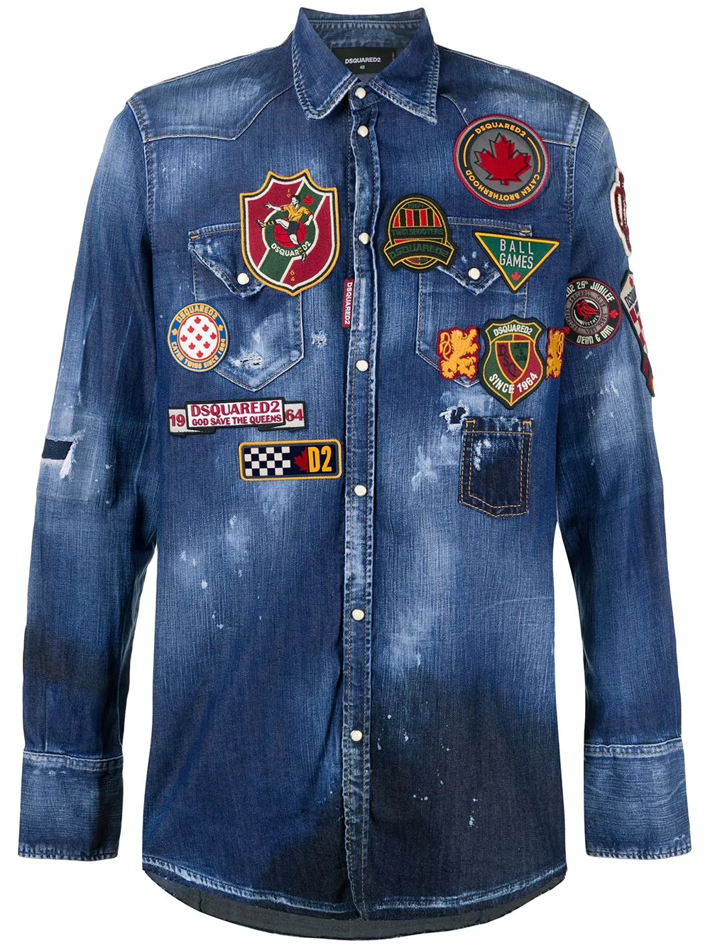 multi-patch denim shirt - 1