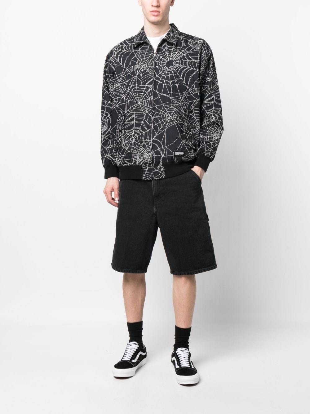 logo-patch denim cargo shorts - 2