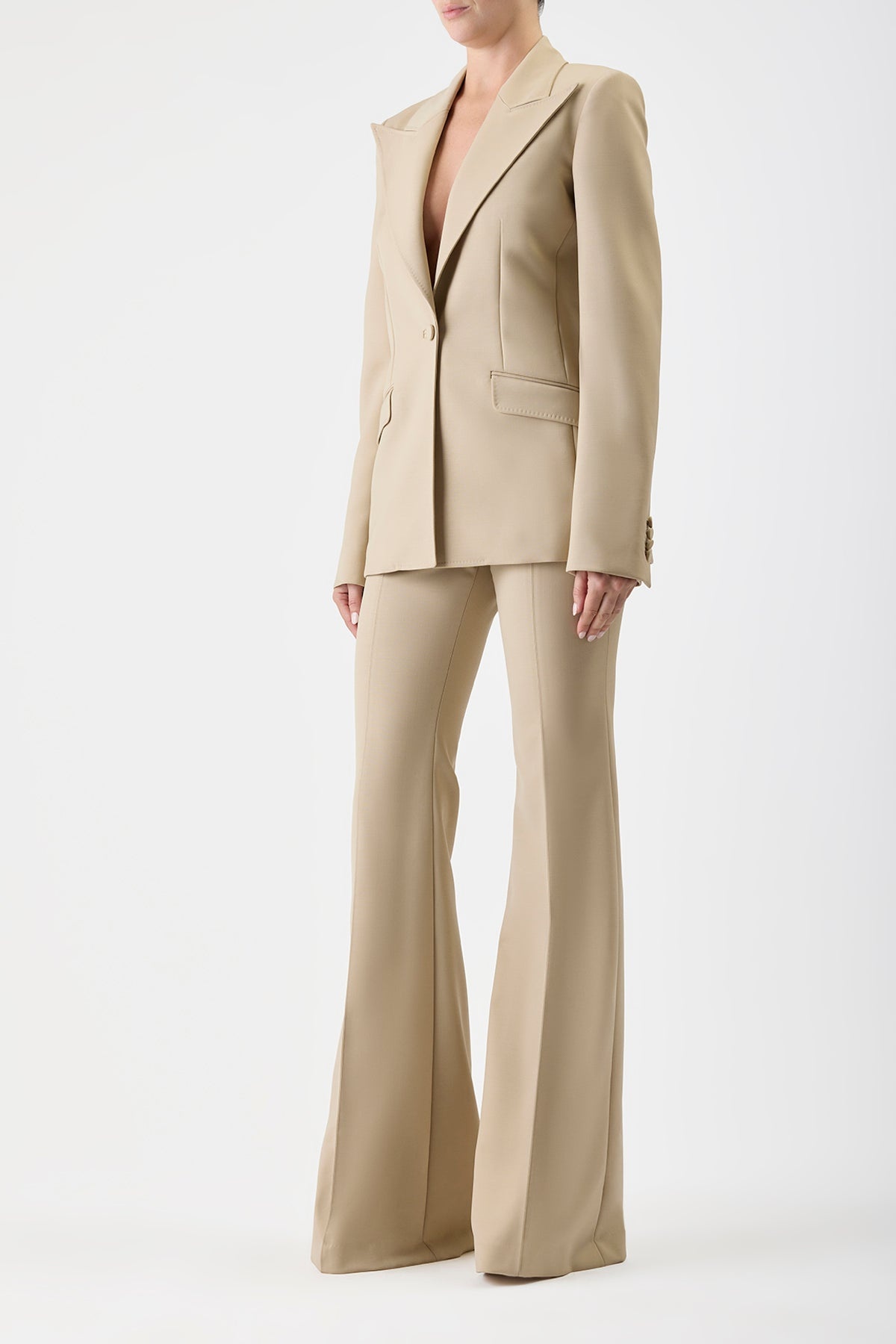 Leiva Blazer in Khaki Wool - 3