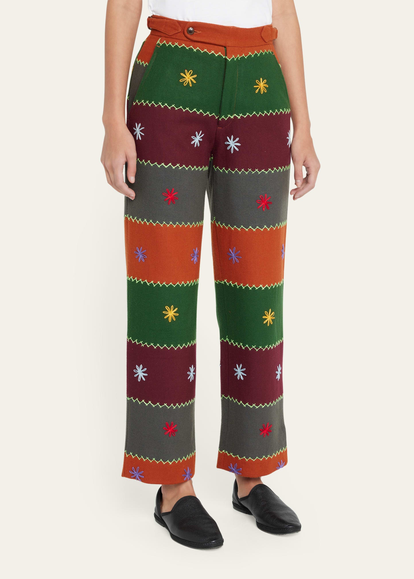 Embroidered Autumn Quilt Trousers - 4