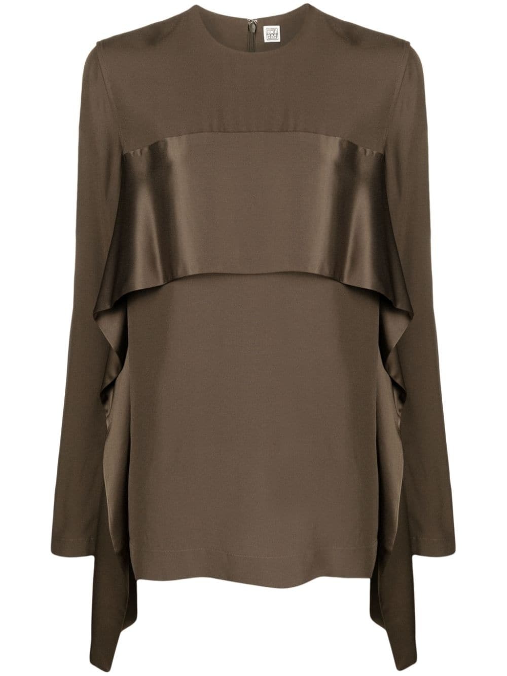 tie-fastening crepe blouse - 1