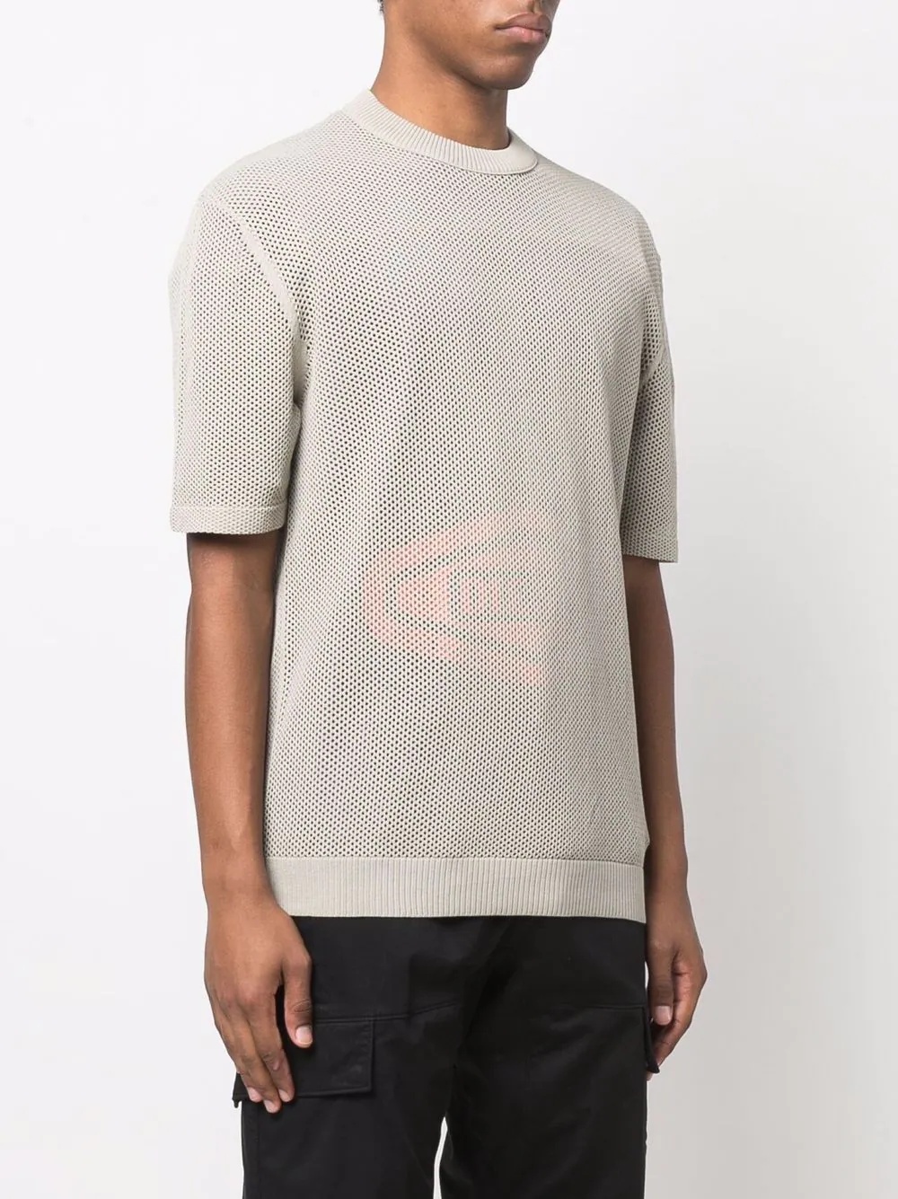 mesh-overlay logo T-shirt - 3