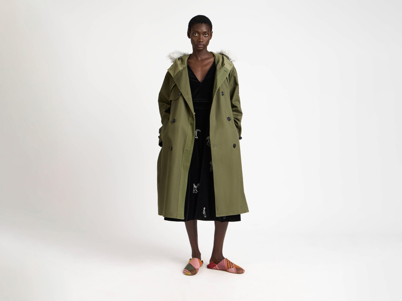 WOMENS DOUBLE BREASTED PARKA IN HUNTER GREEN 6