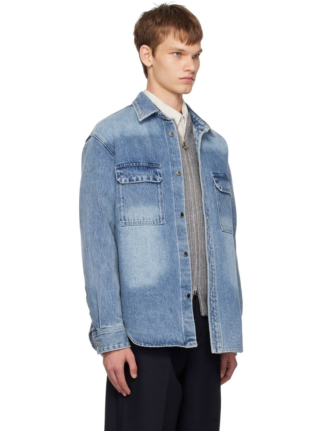 Blue Washed Back Logo Denim Shirt - 2