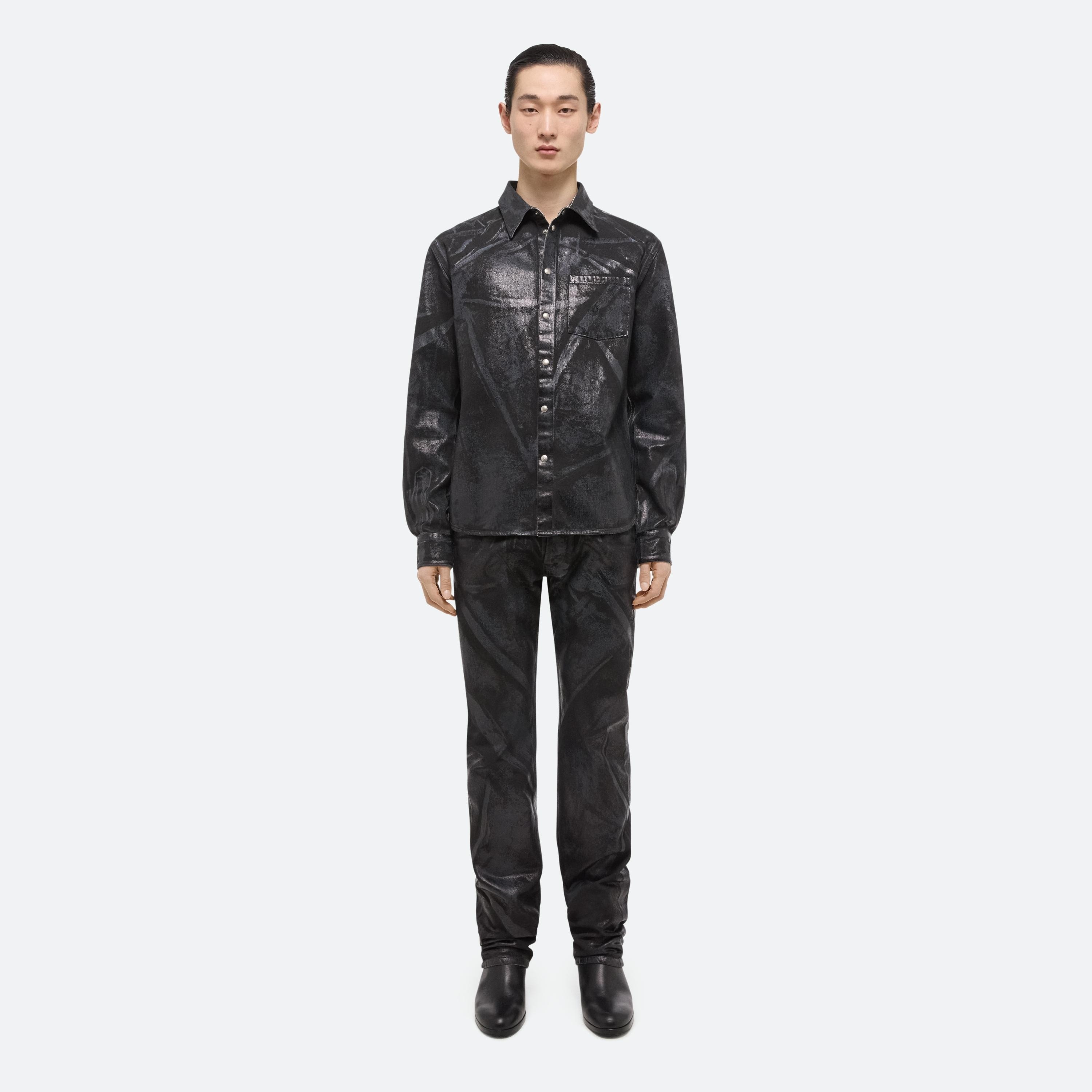 FOILED DENIM SHIRT JACKET - 4