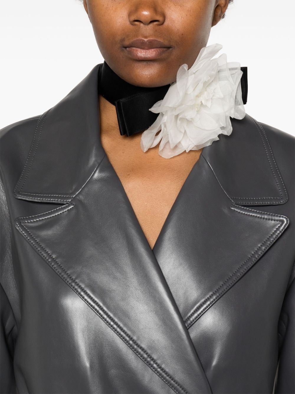 floral-appliquÃ© satin choker necklace - 2