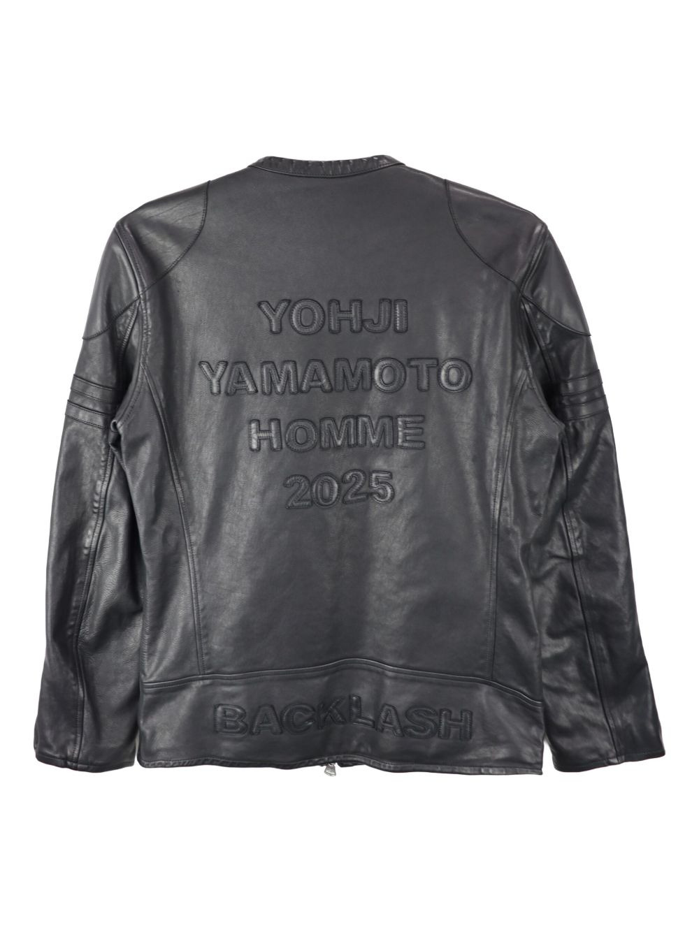 embossed-logo leather jacket - 2