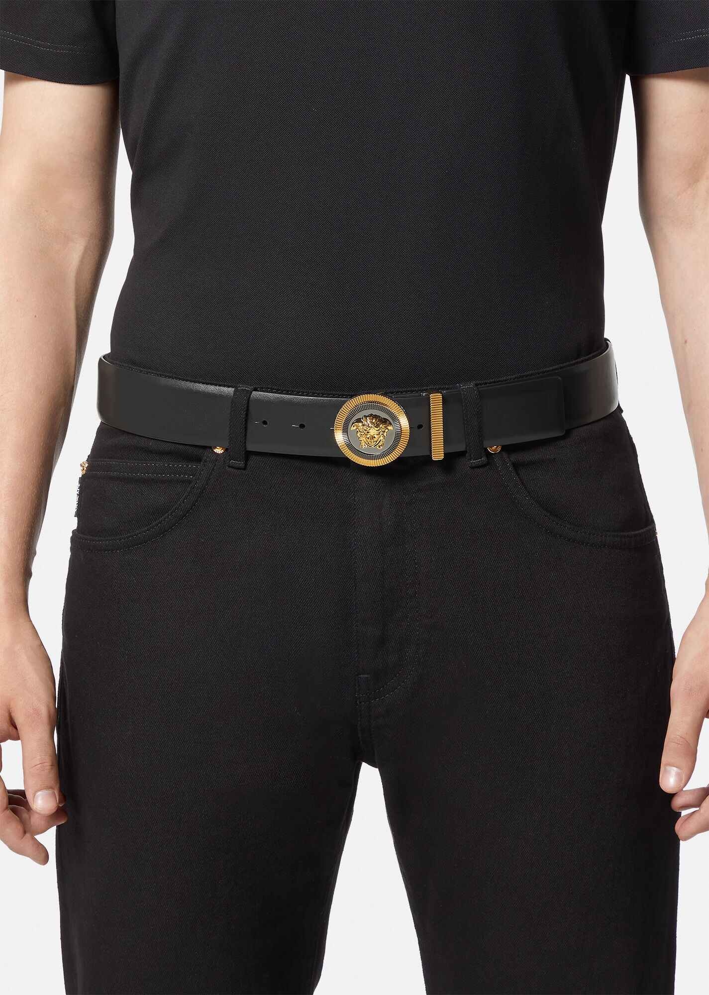 Medusa Biggie Enamel Leather Belt 4 cm - 3