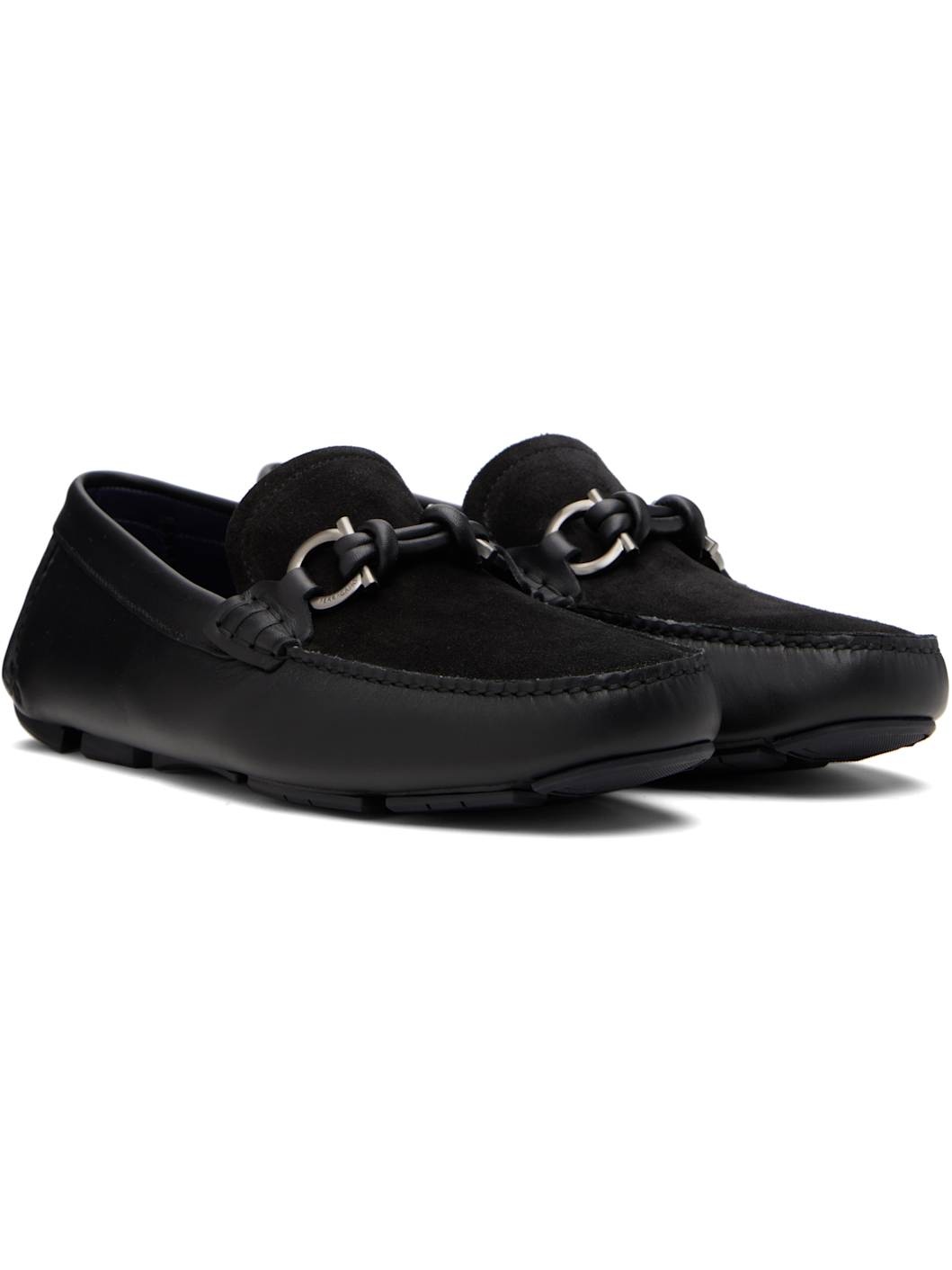 Black Gancini Buckle Driver Loafers - 4