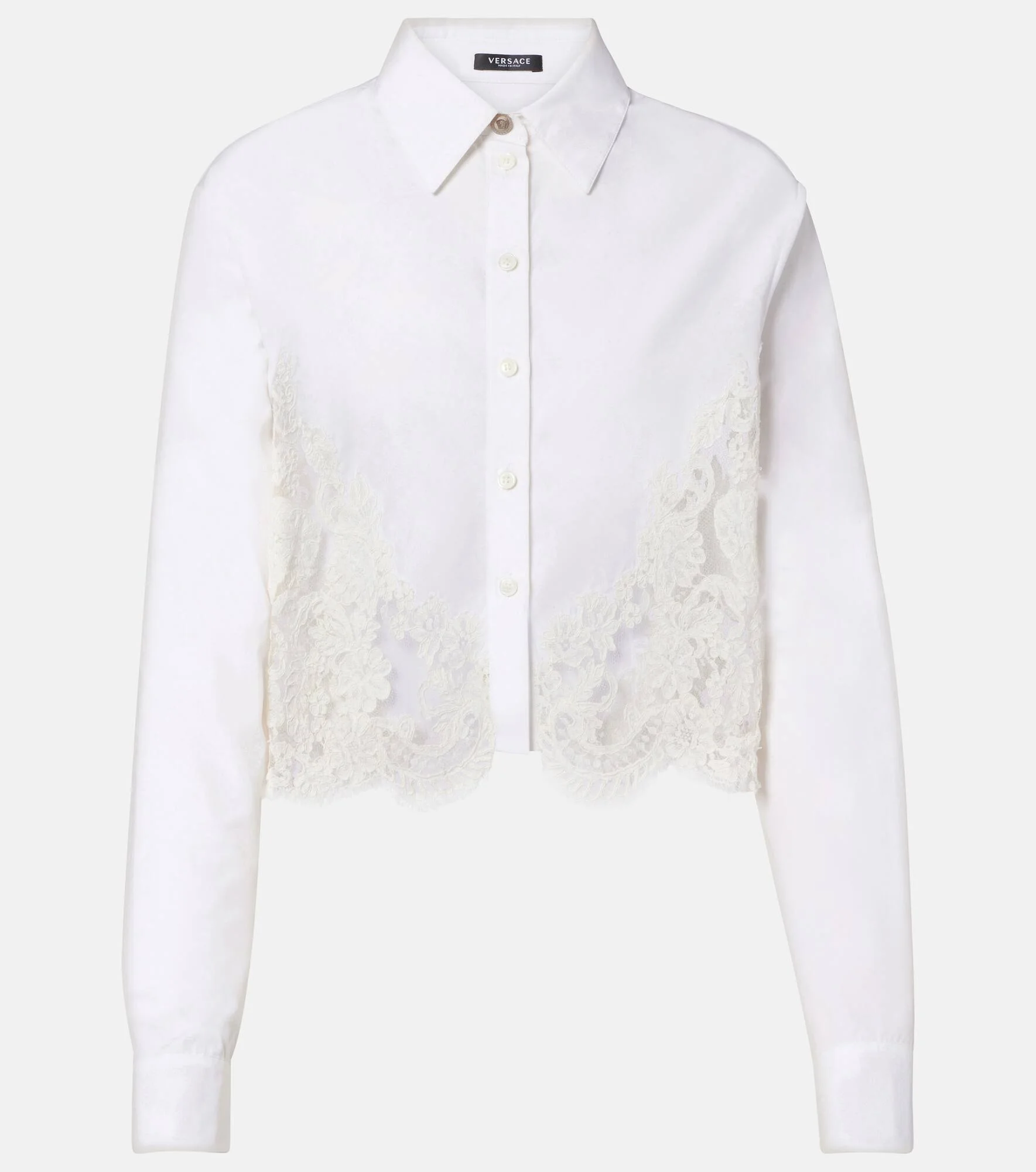 Lace-trimmed cotton poplin shirt - 1