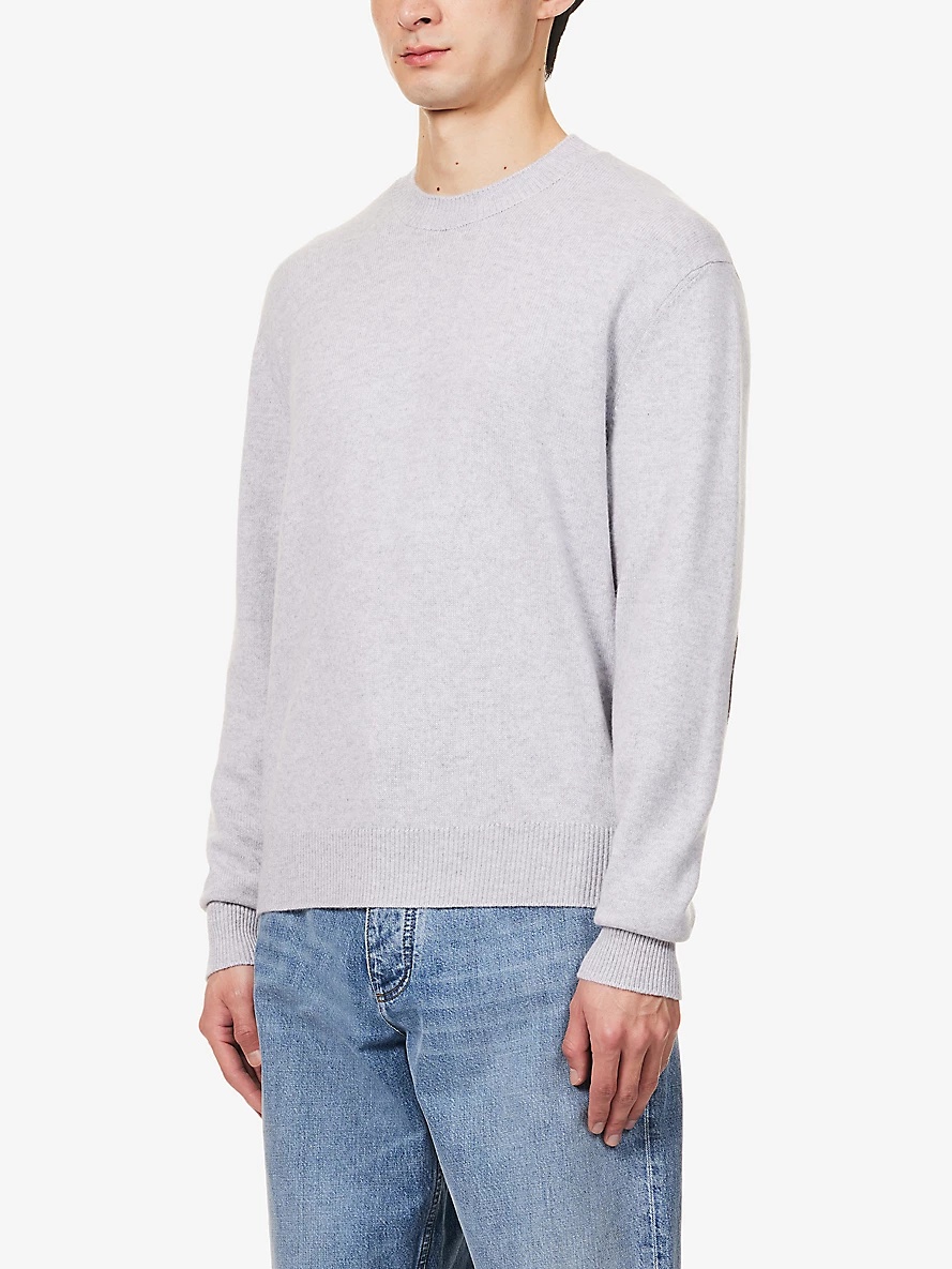 Intrecciato-patch crewneck stretch-cashmere jumper - 3