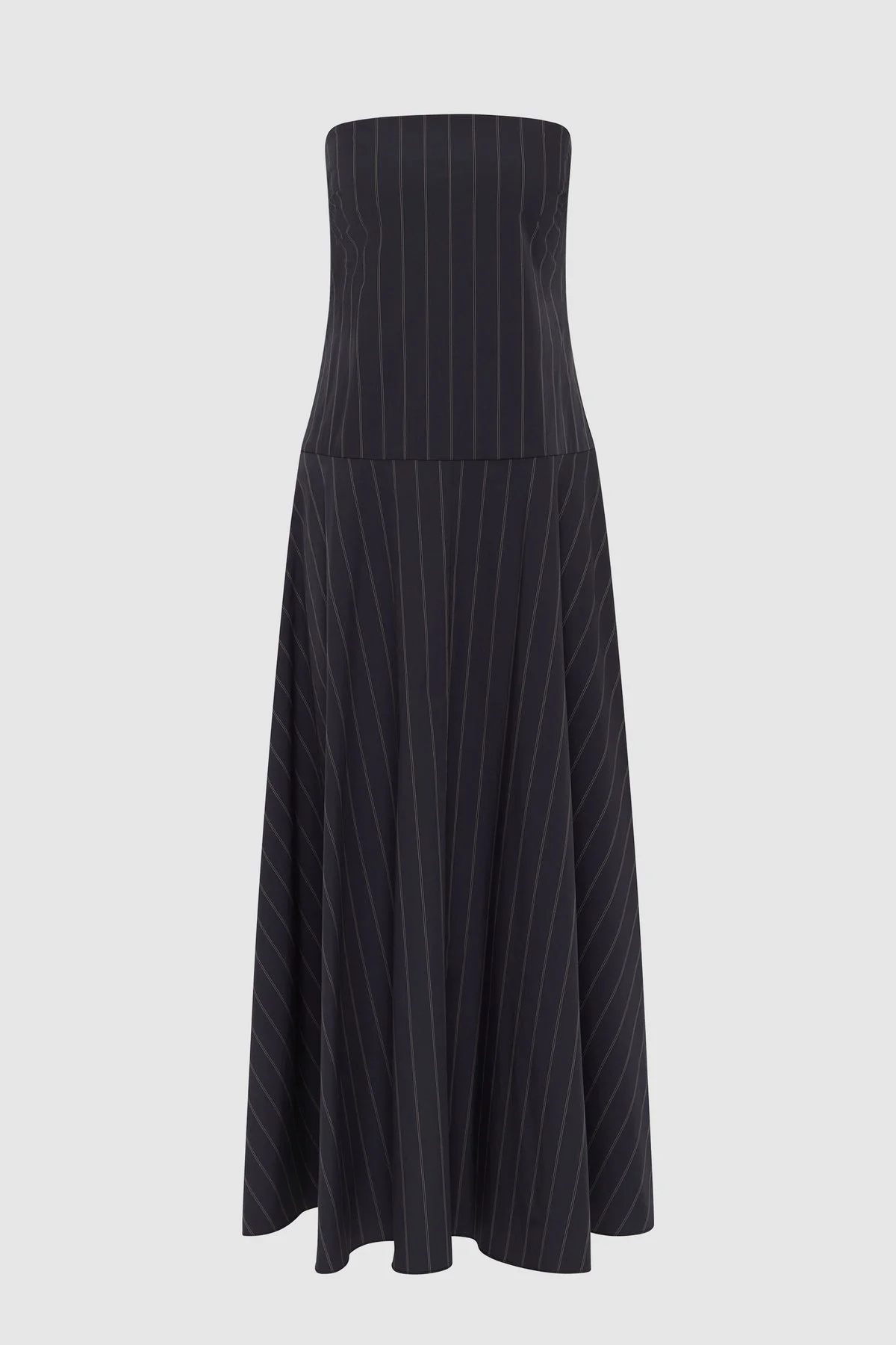 Strapless Rouleau Dress - Ink Stripe - 1