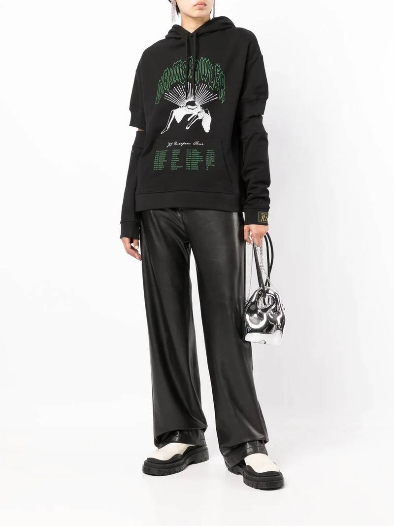 Raf Simons graphic-print detachable-sleeve hoodie outlook