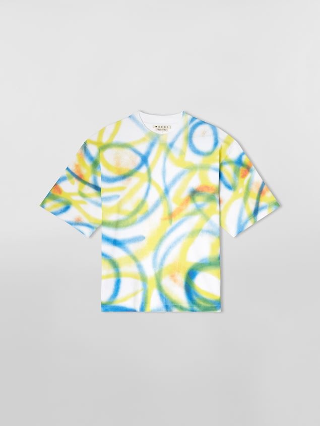 COTTON JERSEY T-SHIRT WITH SCRIBBLE SPRAY PRINT - 1