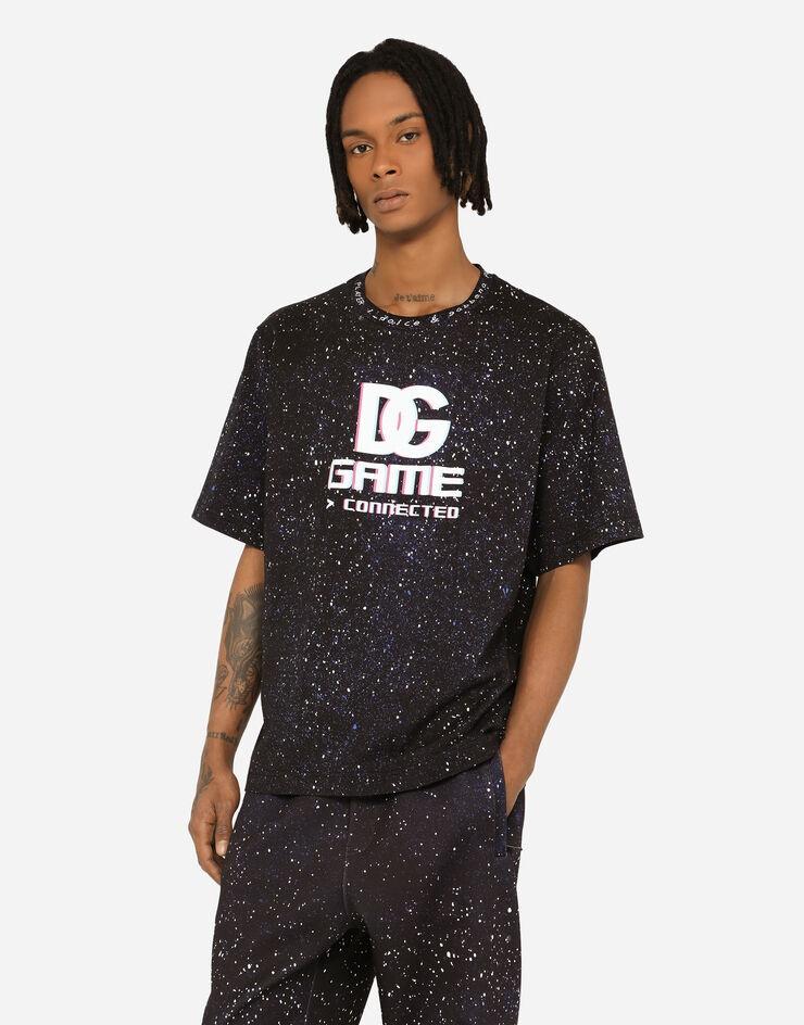 Multi-colored cotton T-shirt with DG Game logo print - 4