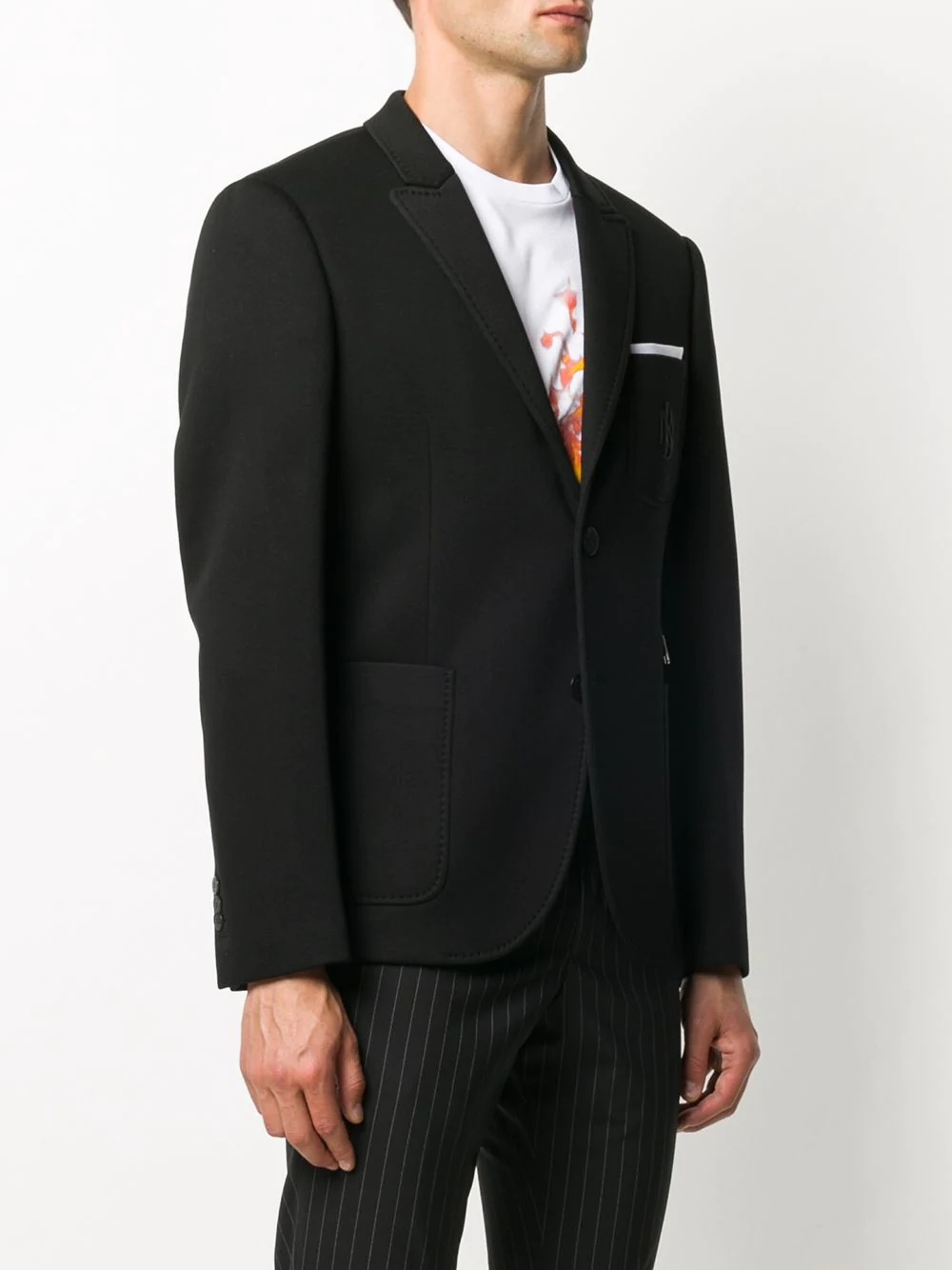 logo-embroidered single-breasted blazer - 3