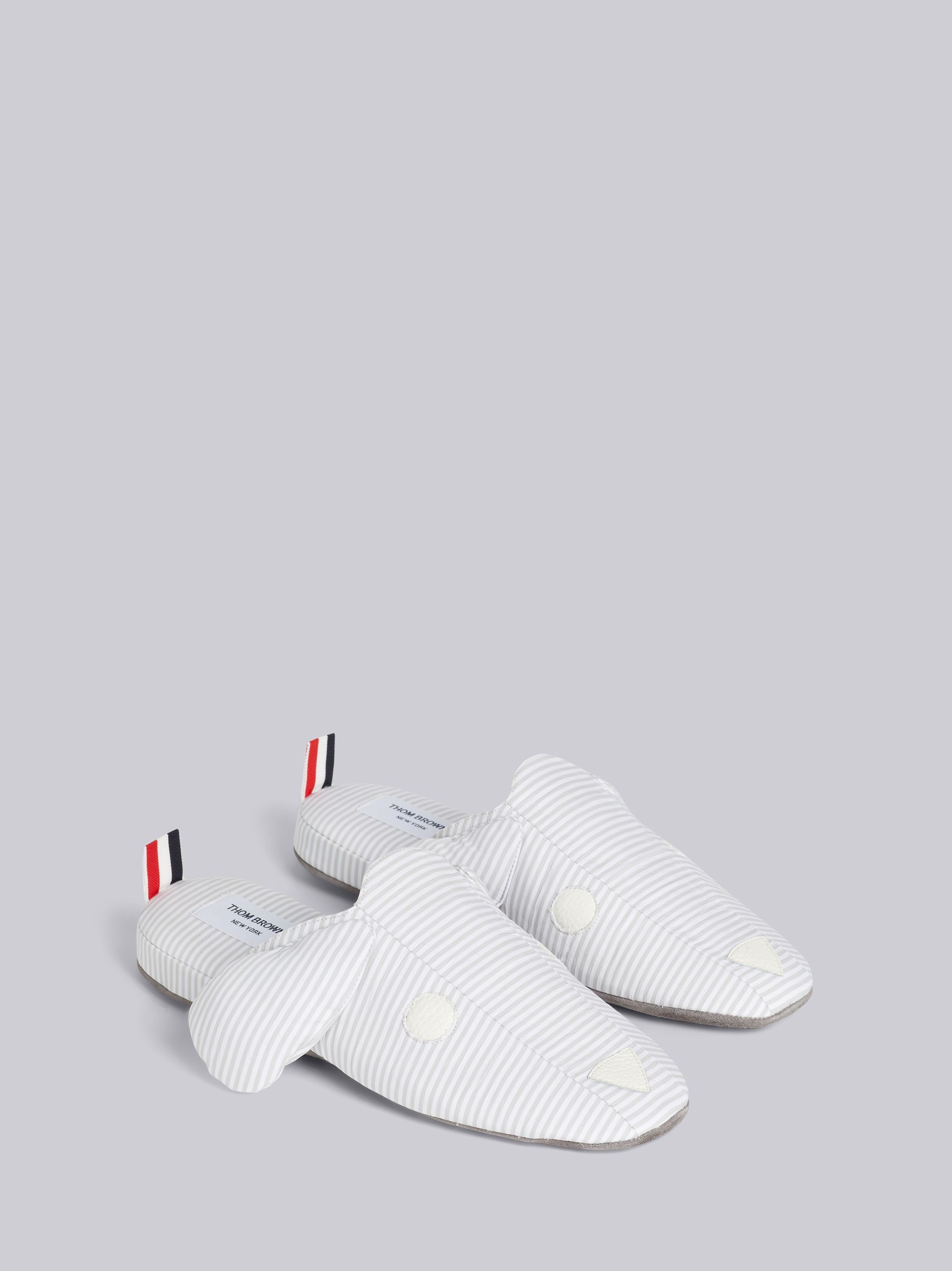 Medium Grey University Stripe Poplin Hector Slipper - 3