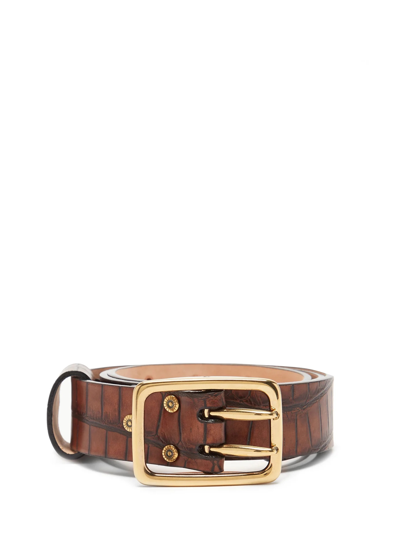 Crocodile-effect leather belt - 1