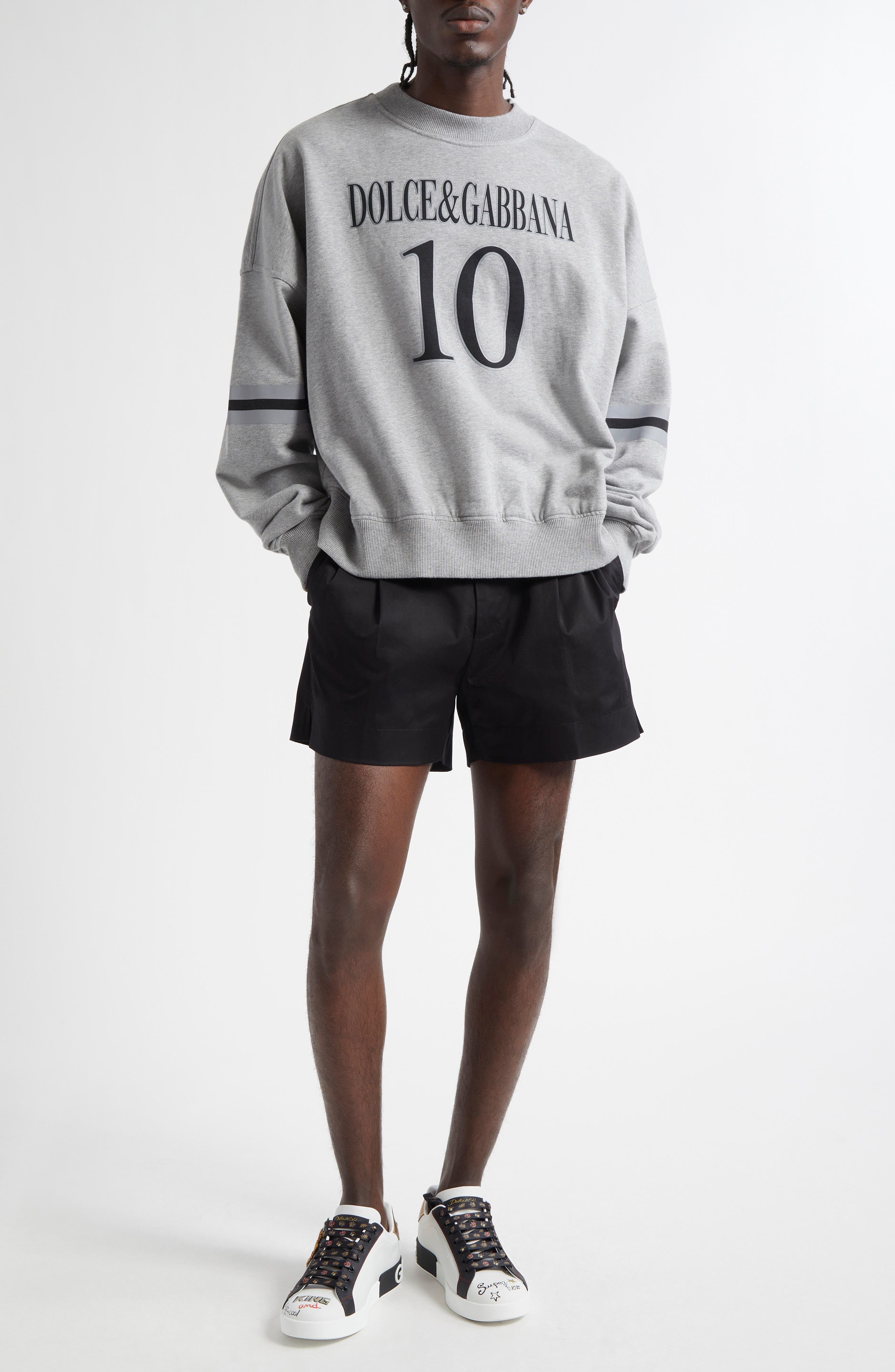Dolce&Gabbana Pleated Stretch Cotton Bermuda Shorts in Black at Nordstrom - 2