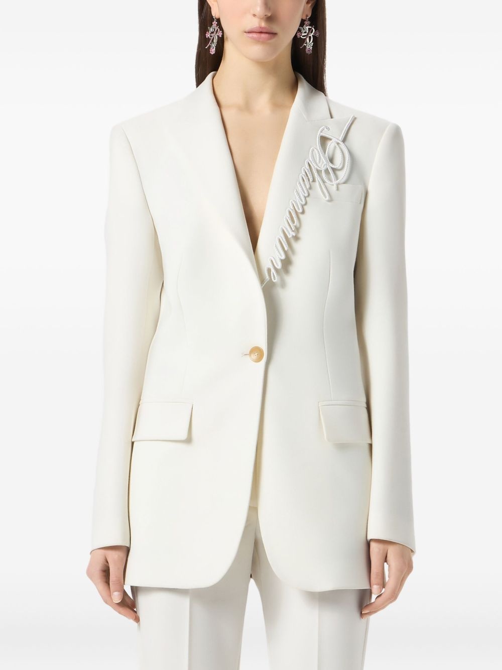 logo-embroidered blazer - 3