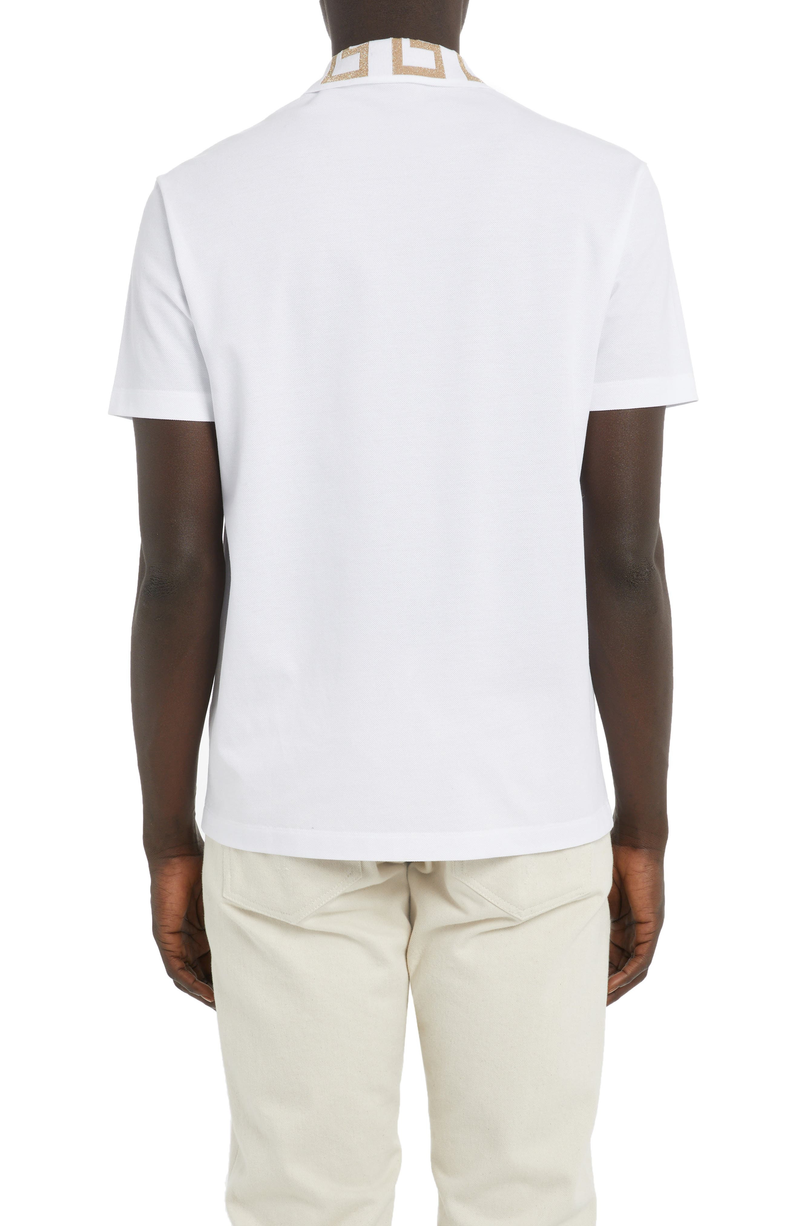 Metallic Greca Collar Piqué Polo - 2