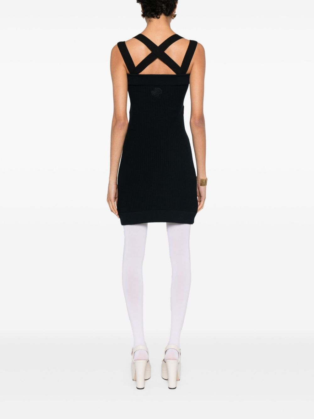 double-strap 3D-knit mini dress - 4
