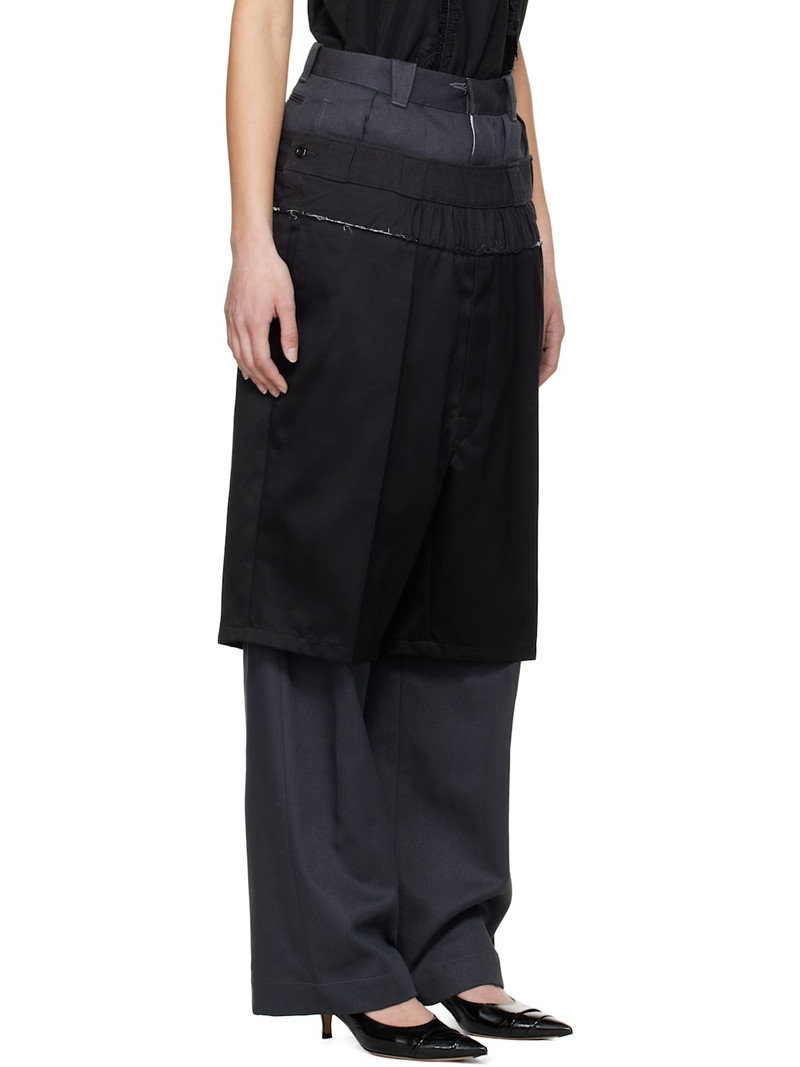 Gray & Black Layered Trousers 2