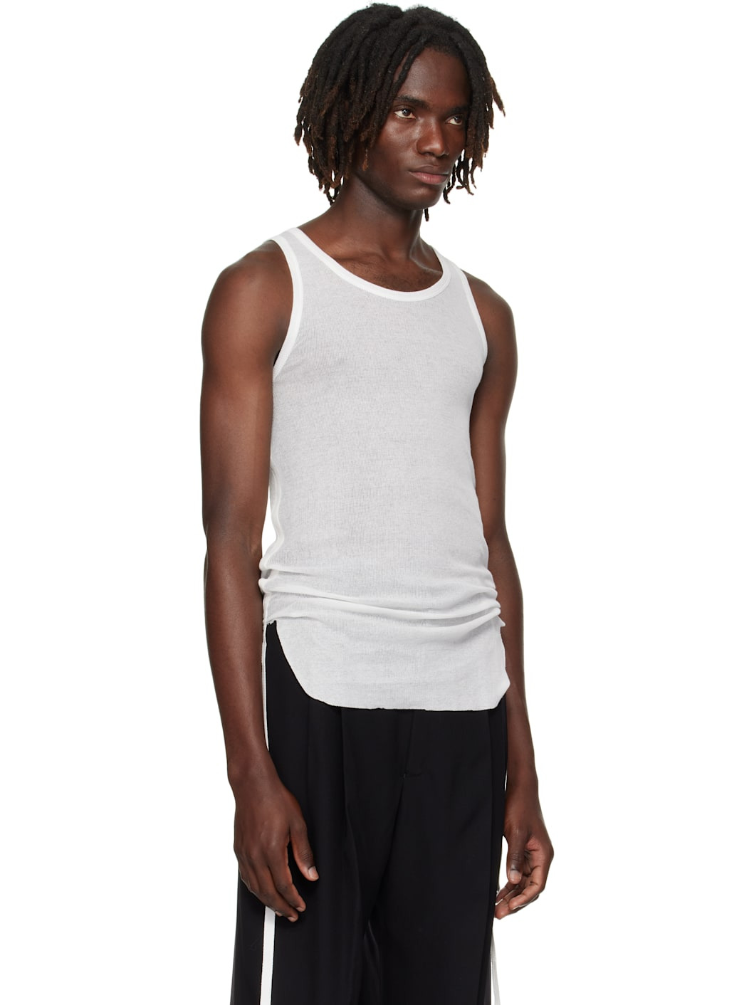 White Boris Wrinkled Cropped Tank Top - 2