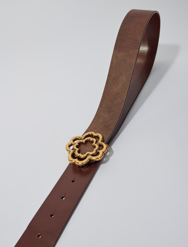 maje Distressed leather Clover belt outlook