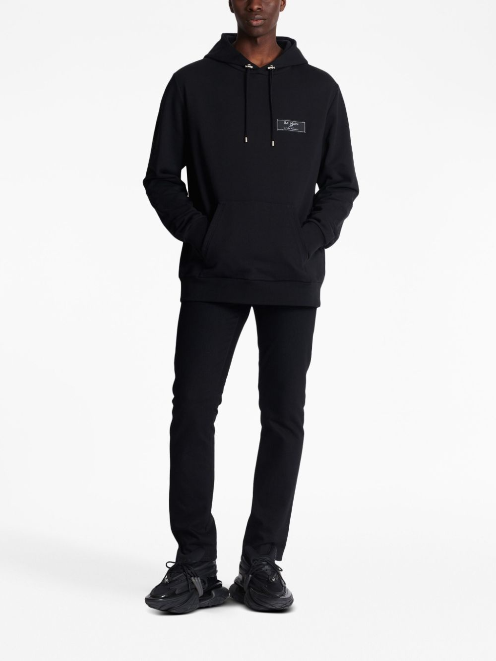 logo-patch cotton hoodie - 2