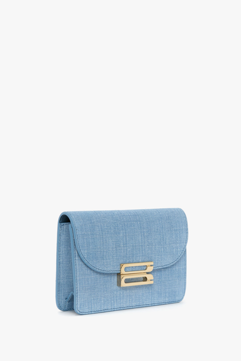 Nano Dorian Bag With Chain In Light Blue Chambray Effect Suede 2