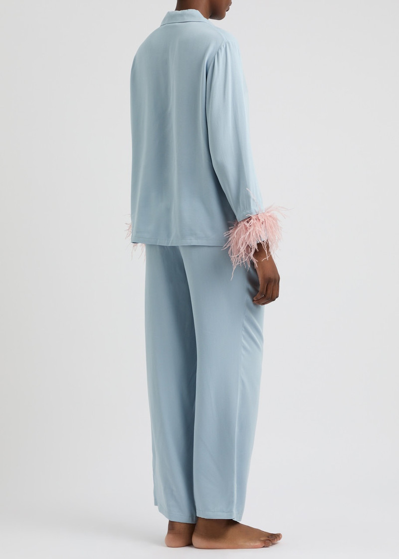 Sleeper The Bow Feather-trimmed Twill Pyjama set 3