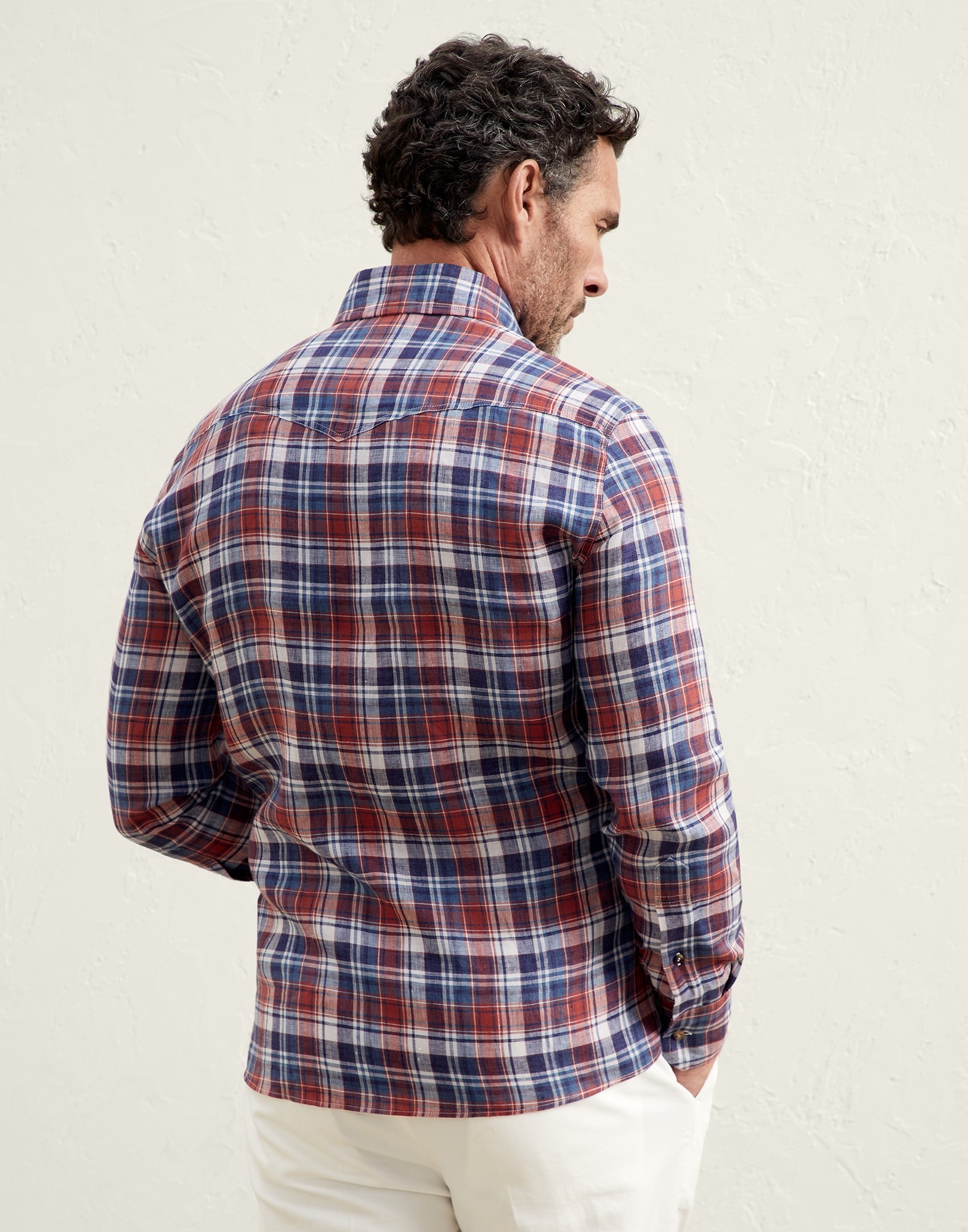 Linen madras easy fit western shirt - 2