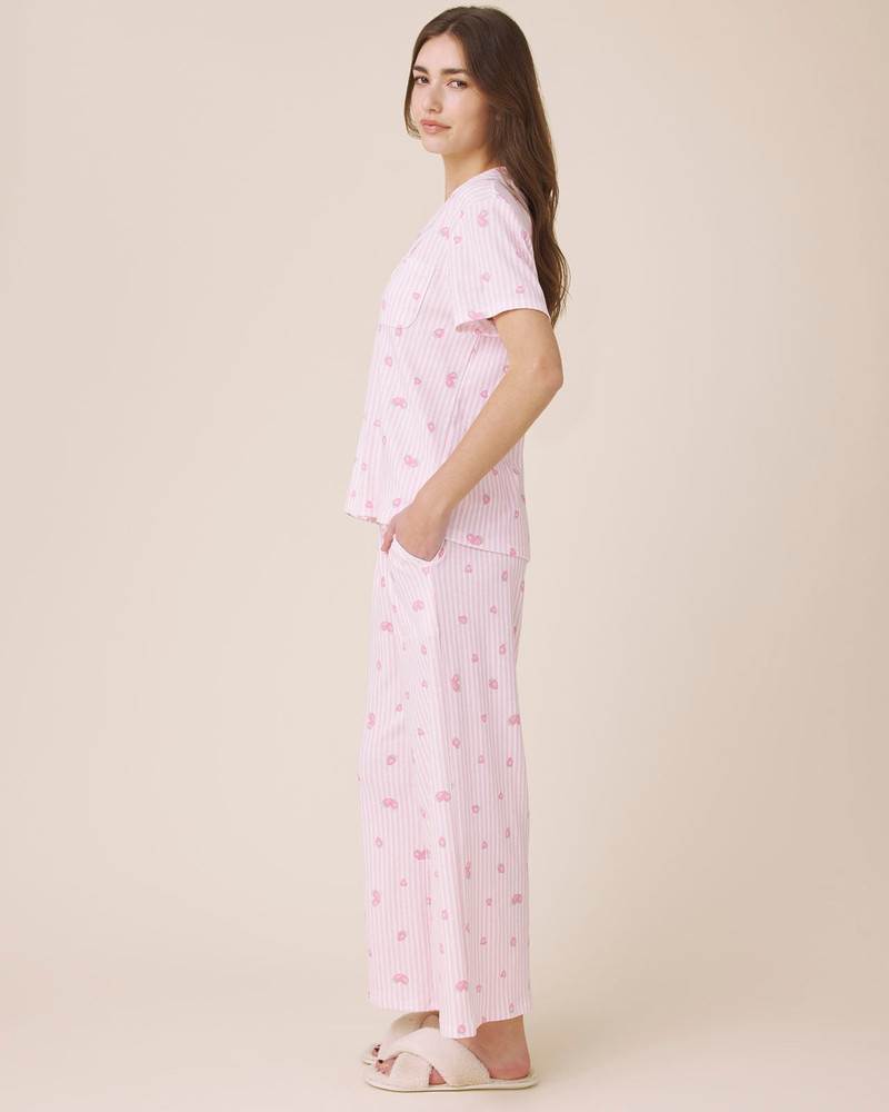 Splendid Strawberries and Stripes Notch Top and Crop Pant PJ Set outlook