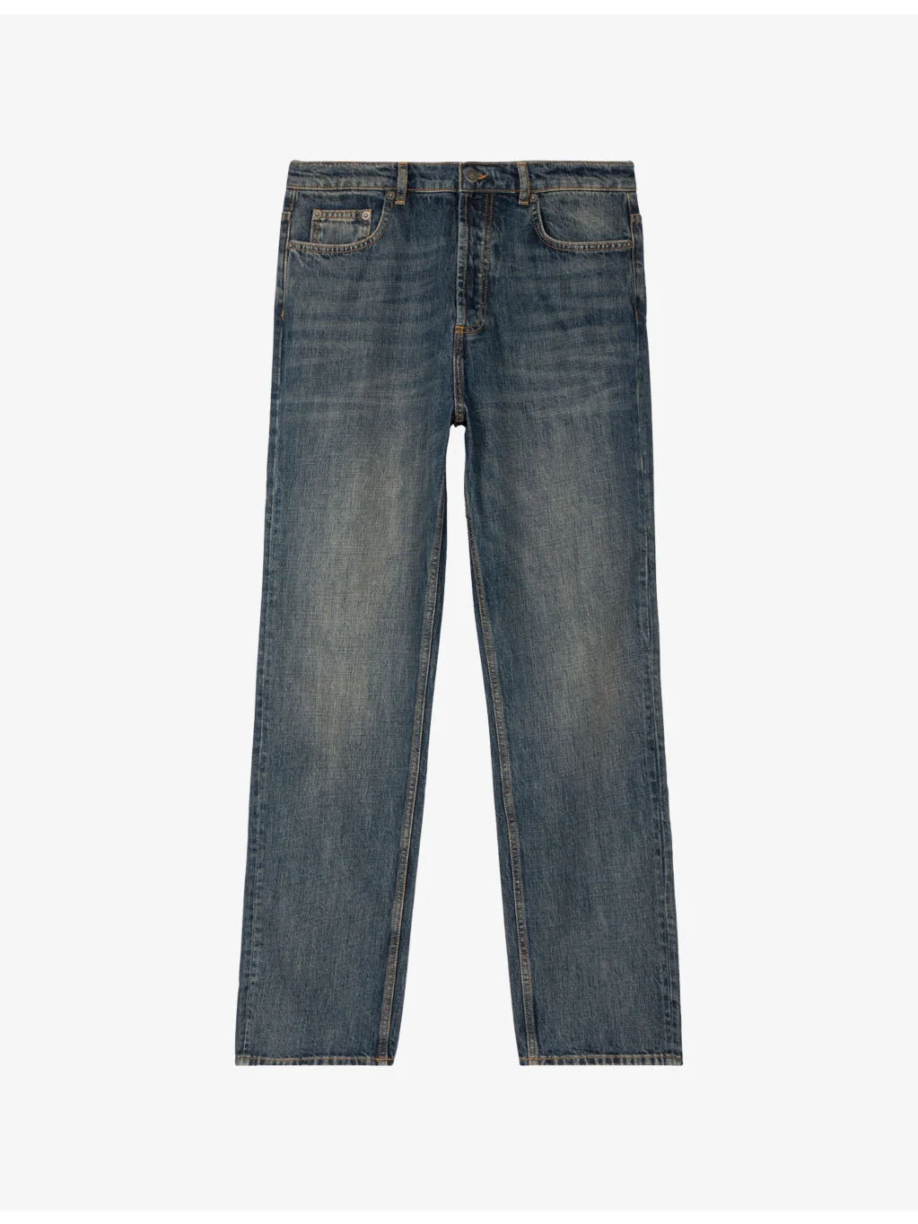 Faded-Wash Straight-Leg Denim Jeans - 1