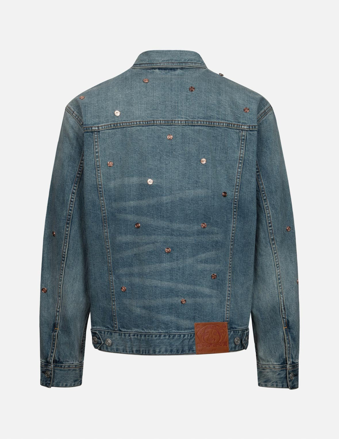 ALLOVER RIVETS AND SEAGULL APPLIQUE RELAX FIT DENIM JACKET - 2