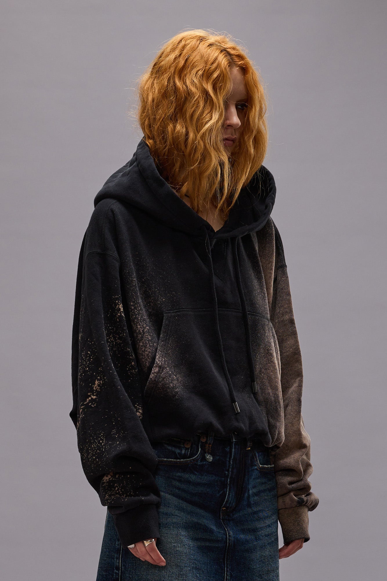 BALLOON POPOVER HOODIE - BLEACHED BLACK - 5
