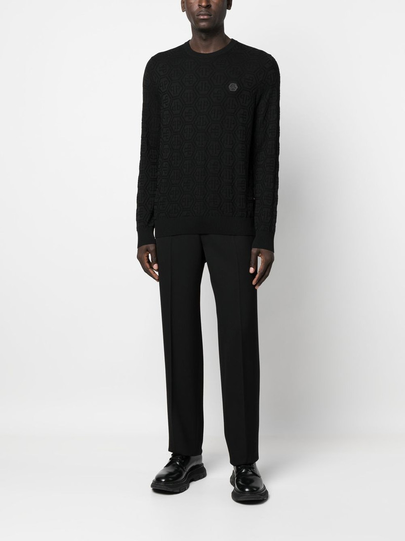 PHILIPP PLEIN logo-patch crew neck jumper outlook