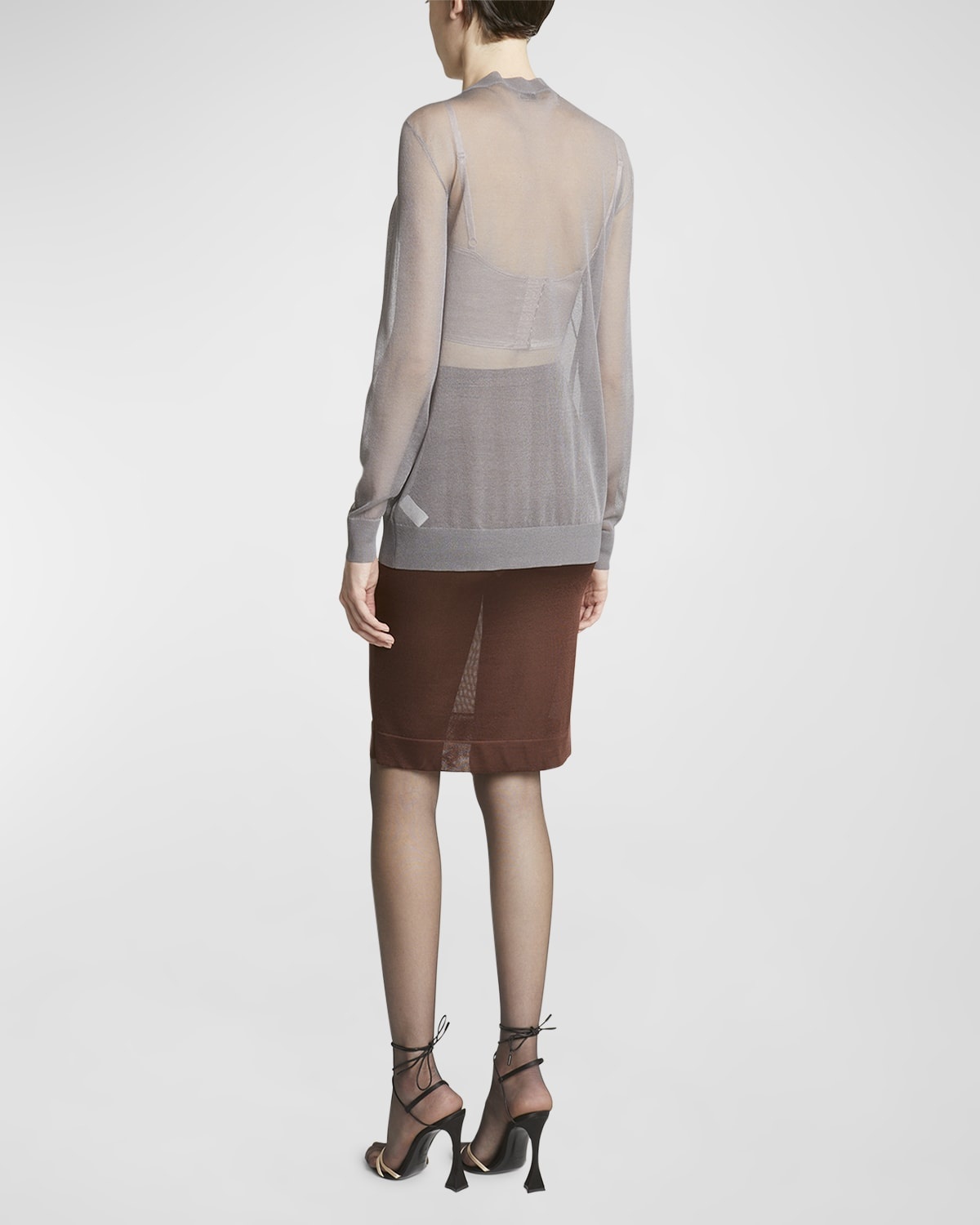 Sheer Knit Button-Front Cardigan - 4