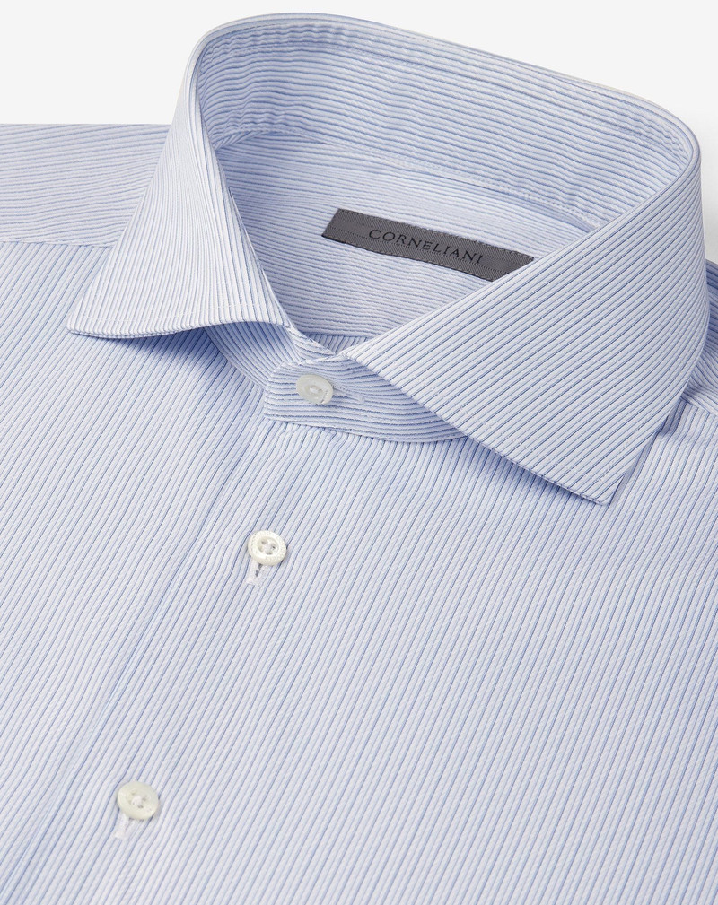 Cotton shirt with light blue and white stripes 4
