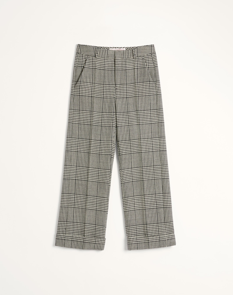 WOOL PANTS WITH TURN-UPS WITH CHECK PATTERN ON HOUNDSTOOTH 1